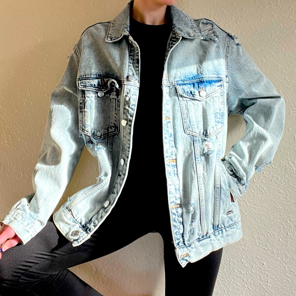 BERSHKA denim oversized jacket